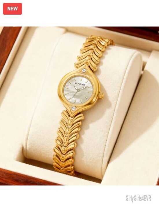 Dainty Small Analog Quartz Watch with Fishbone Bracelet, Luminous, Water main image 6